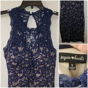 sleeveless, blue, sequin hearts dress size 9